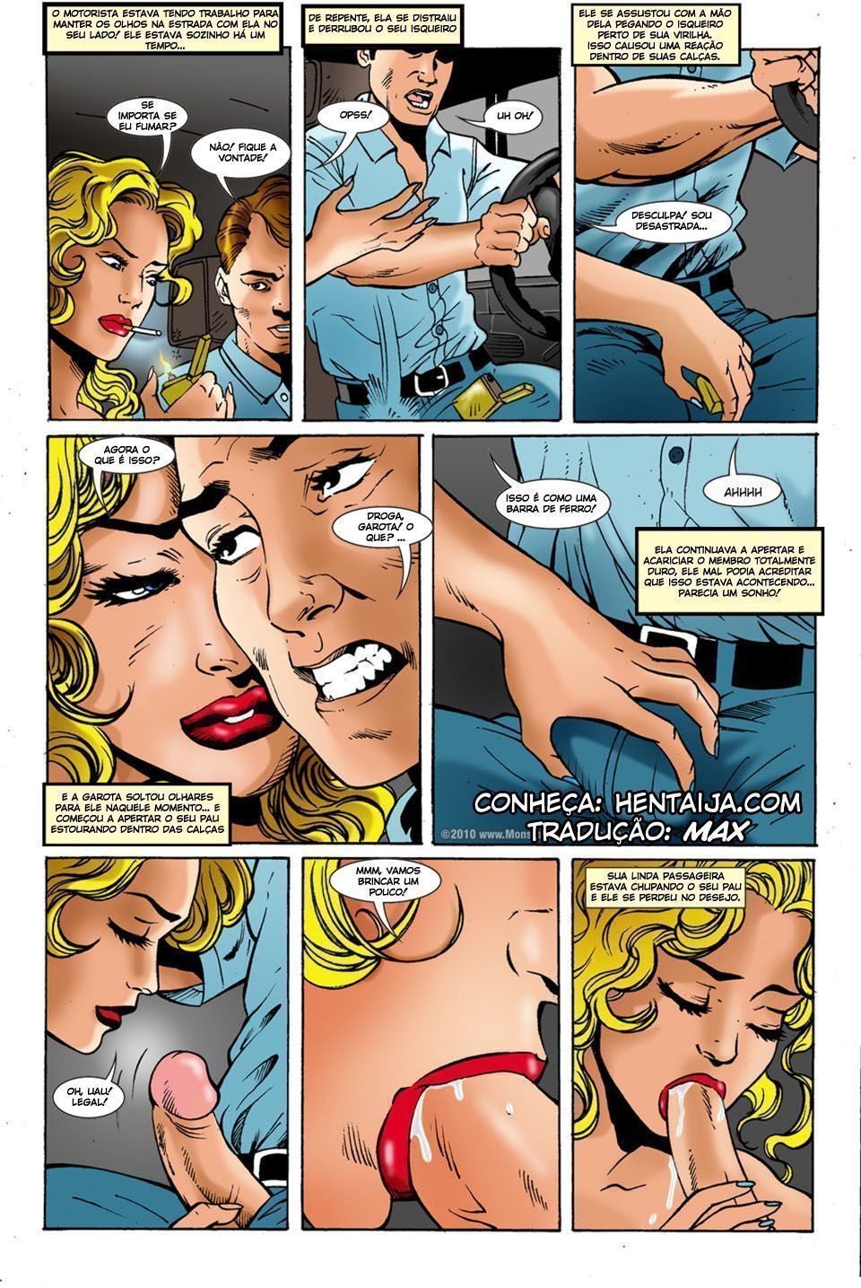 Página 2 do quadrinho adulto: A loira e o taxista – Leia completo em XCOMICS