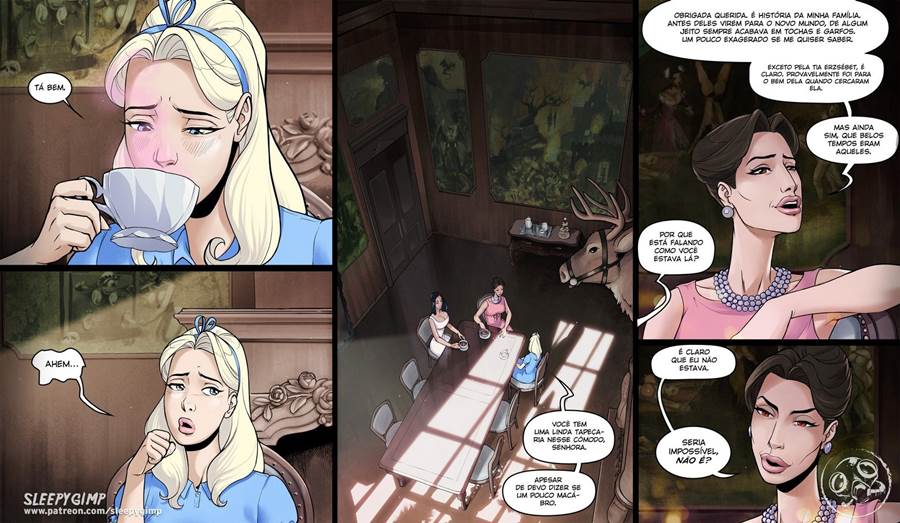 Página 8 do quadrinho adulto: Alice experimentando ser lésbica – Leia completo em XCOMICS