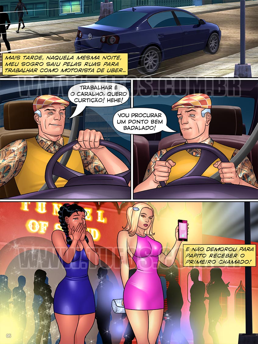Página 5 do quadrinho adulto: As novinhas do Uber – Leia completo em XCOMICS