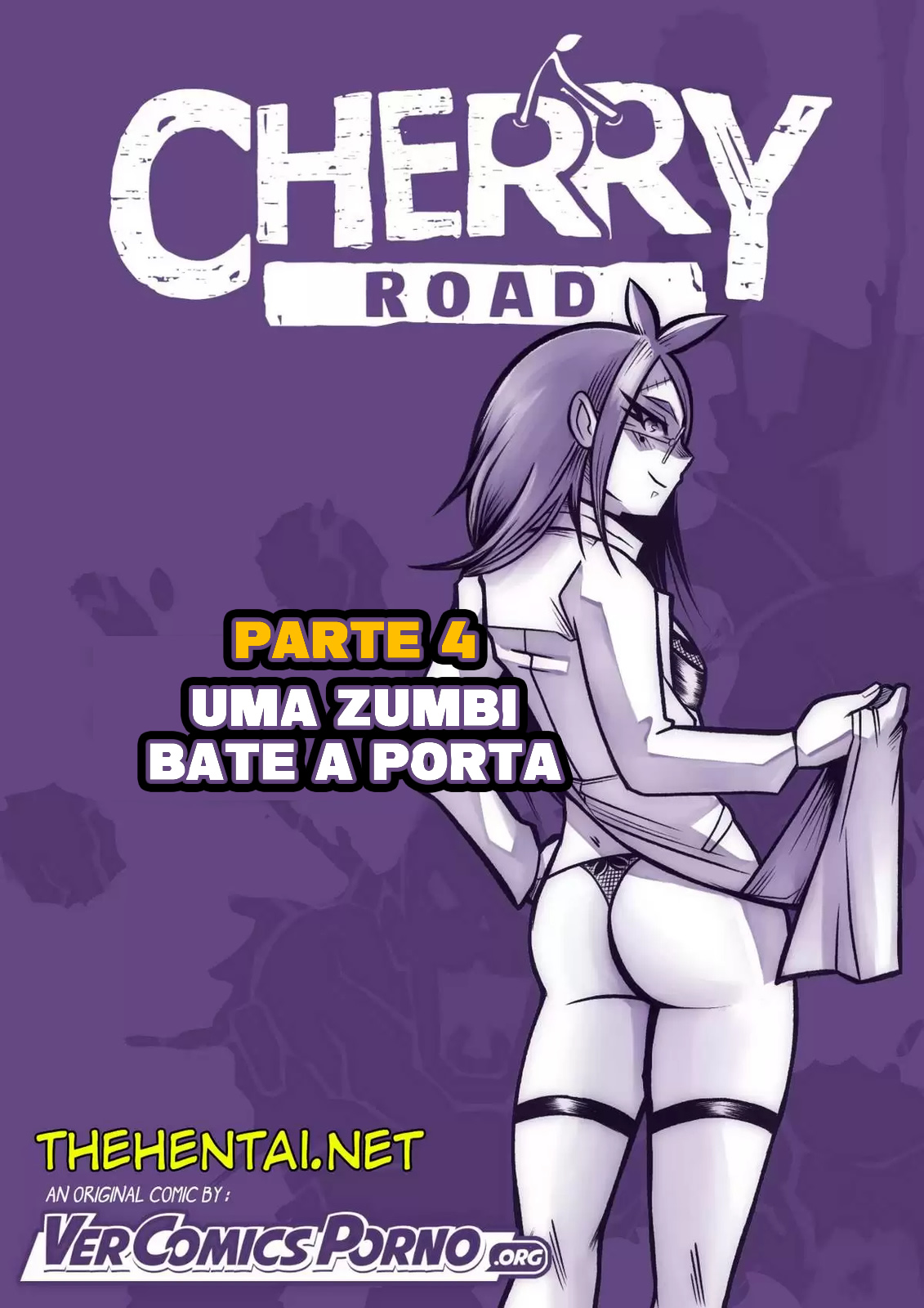 Página 1 do quadrinho adulto: Cherry Road 4: Uma zumbi bate à porta – Leia completo em XCOMICS