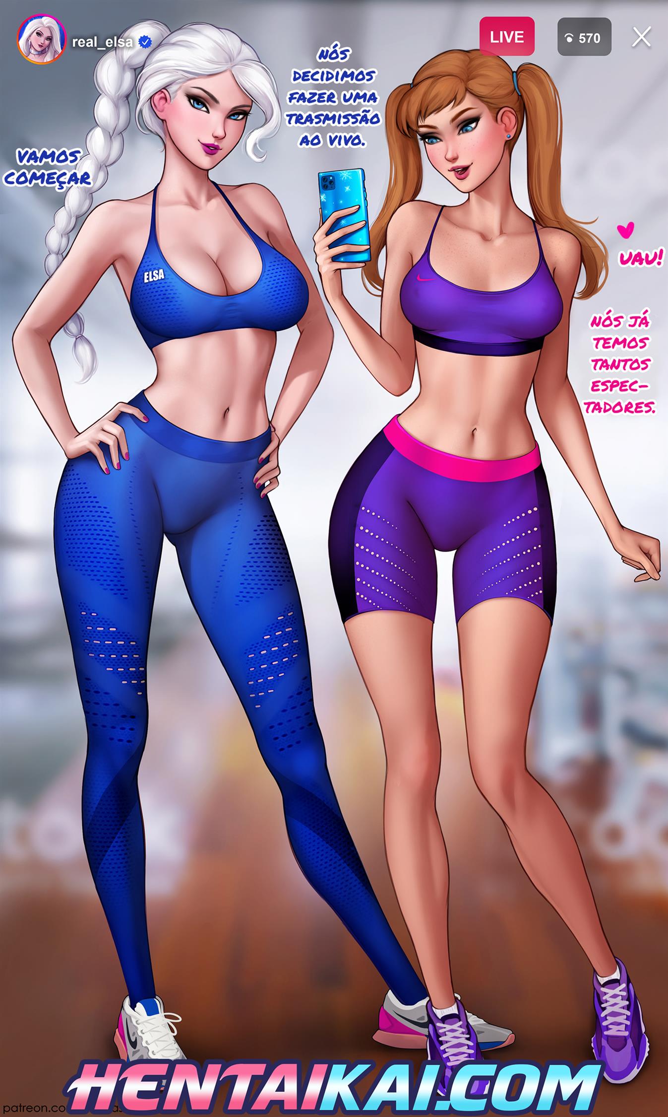 Página 1 do quadrinho adulto: Elsa treinando duro – Leia completo em XCOMICS