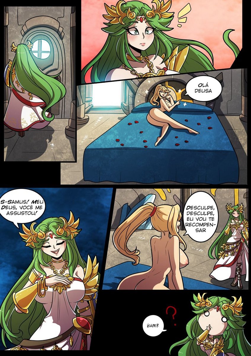 Página 2 do quadrinho adulto: Encontro lésbico com a Palutena – Leia completo em XCOMICS