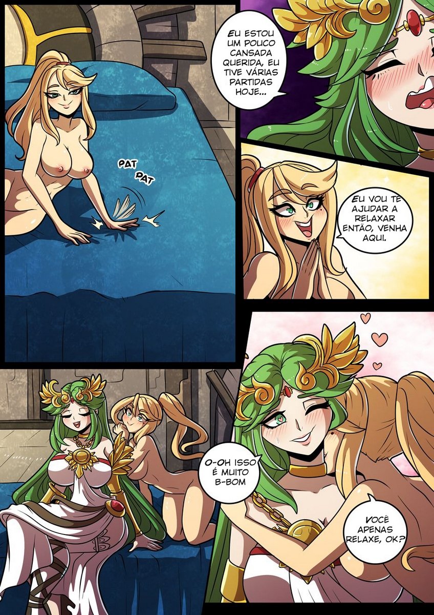Página 3 do quadrinho adulto: Encontro lésbico com a Palutena – Leia completo em XCOMICS