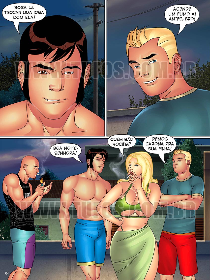 Página 4 do quadrinho adulto: Gang Bang na Dona Elisa – Leia completo em XCOMICS