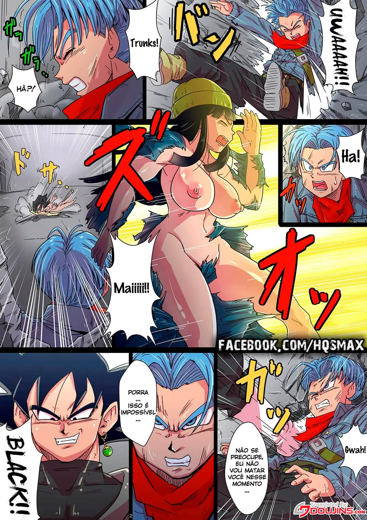 Página 2 do quadrinho adulto: Goku Black arrebentando a Mai – Leia completo em XCOMICS