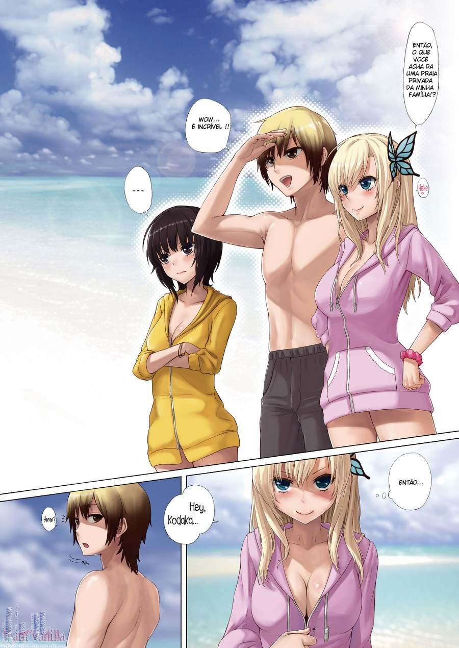 Capa do quadrinho adulto: Ménage na Praia com as Amigas – Leia online em XCOMICS