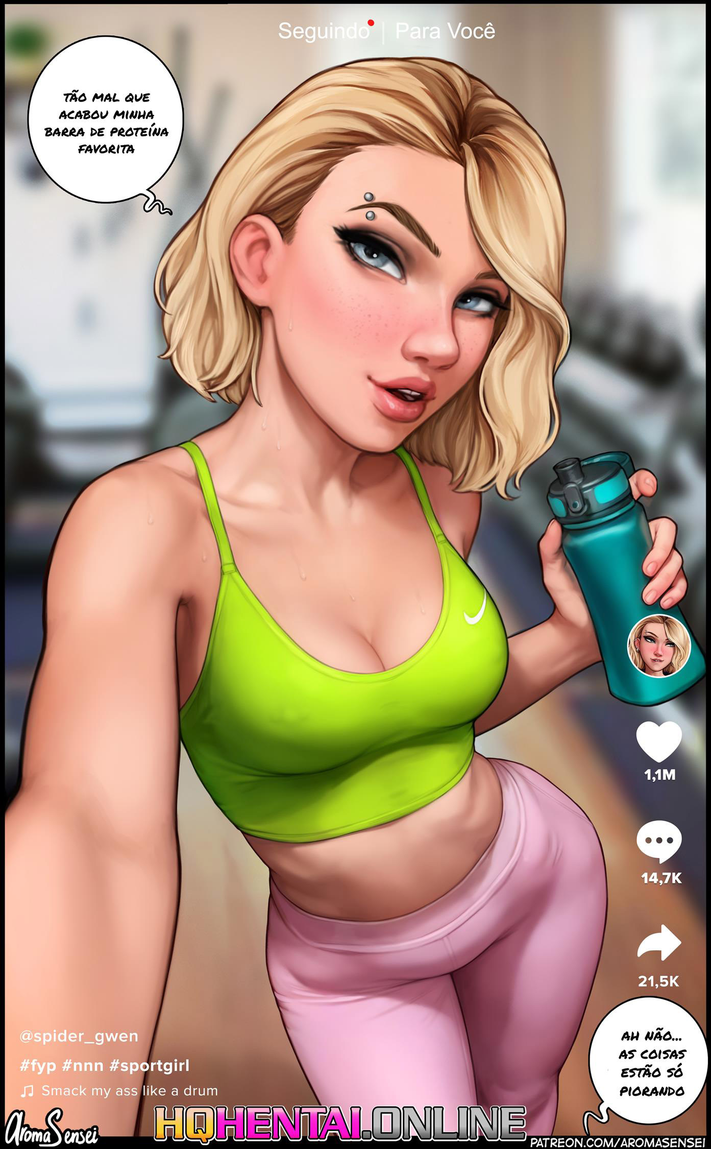 Página 1 do quadrinho adulto: Tiktok da Gwen – Leia completo em XCOMICS